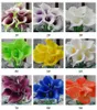 DHL Gratis frakt 33 färger PU Calla Lily Artificial Flower Bouquet Real Touch Party Bröllopsdekorationer Fake Blommor Heminredning 38cm * 6cm