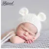 Neonato mohair orecchio orso cappello neonato fotografia puntelli berretto bambino gorro uncinetto maglia morbido mohair cappelli cofano bambino fotografia puntelli