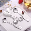 8 styles Stainless Steel Flower Shape Spoon Coffee Stirring Scoop Ice Cream Cake Dessert Spoon Rose Flowers handle spoon Party supplies