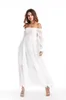 Off The Shoulder Dress avec lanterne manches taille haute couleur blanche en mousseline de soie plage vacances vacances robes d'été pour les femmes
