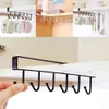 Kitchen Storage Rack Cupboard Hanging Coffee Cup Organizer Closet Clothes Shelf Hanger Wardrobe Glass Mug Holder with 6 Hooks