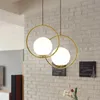 Modern Altın Metal Yuvarlak Küre Kolye Işıkları Restoran Bar Işık Fikstür Kapalı Cam Topu Kolye Lambaları Başucu Led Asmak Lambası