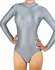 Dames Grijze Gymnastiek Mailloters Ballet Dans Meuters Volwassen Lycra Spandex Badpak Zip Stretch Dancewear Ballet Pakken