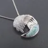 100% 925 Sterling Silverhänge med Natural Larimar Hängsmycke Äkta stenvågor Charm Hängsmycke för kvinnor Present utan kedja S18101307