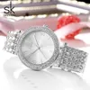 Shengke 2018 Luxury Women Watch Crystal Sliver Dial Clock Ladies Bracelet Watches女性リストウォッチRelogio Feminino SK C18110609007028