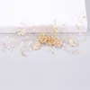 Accesorios para el cabello para las mujeres Corona diadema peine del cabello Clips coroa de noiva JewelryPearl Flor de oro Banda para el cabello Novia de la boda Tiaras