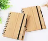 Wood Bamboo Cover Notebook Spiral Notepad With Pen 70 sheets recycled lined paper SN1659