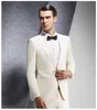 Ivory 2 Piece Suit Groom Tuxedos Peak Lapel Side Vent Men Wedding Blazer Wysokiej Jakości Mężczyźni Business Dinner Prom Suit ((Kurtka + Tie + Spodnie) 1212
