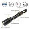 ブランドLED懐中電灯TORCH 8000LUMENS CREE T6ズーム可能なLEDトーチは2×18650電池アルミ+充電器+ギフトボックス+無料の贈り物