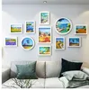 11Pcs Rectangle Round Photo Frames for Pictures, DIY Hanging Wall Picture Album, Home Decer White Base Picture Frame Set