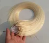 Micro Loop Links Haar Nano Ringen Remy Echt haar 100s 50g Bleekmiddel Blond #613 Zijdeachtig Recht Zwart Bruin 14 tot 24 inch