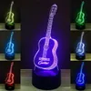 Lampada da notte a LED USB 3D Illusion Guitar Studio Decor Lampada con sensore tattile a 7 colori # R42