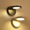 Round Rotary LED Wall Light Modern Bedroom Bedside Sconce Stair Aisle Light Living Room Black White Wall Lamps