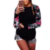 Autumn 2018 Trendy Women Patchwork Long Sleeve Army Camouflage T Shirt Tops Round Neck T Shirts Tops Tees Plus Size 5XL 6Q0453