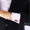 Red Cufflinks Cuff Buttons For MenWomen High Quality Gold Color Metal Wedding Shirt Cuff Links C2008
