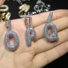 AZ Anpassad namn Small Letter Pendant Necklace med 24 -tums repkedja Guld Silver Zirconia Hip Hop Jewelry6638204