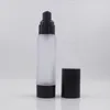 50ML frosted Travel Refillable Cosmetic Airless Bottles Plastic Treatment Pump Lotion Containers with Black F1526