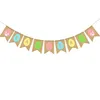 Pasen Jute Banners Kleurrijke Paasei en Bunny Pattern Bunting Garland Pasen Decorations Home Party Decor