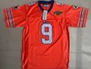 The Waterboy Mens NCAA Football Jersey 9 Bobby Boucher 50주년 기념 영화 스티치 유니폼 오렌지 화이트 블루 S-3XL 송료 무료