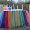 Wielokolorowy Tulle Tulu Table Spódnica Stołowa Na Wesele Work Birthday Decor Lace Table Cover Home Tekstylia Dekoracje WX9-870