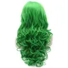 26" Long #T6138 Green Heavy Density Heat Friendly Fiber Front Lace Synthetic Hair Party Wig