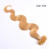 Body Wave U Tip Hair Extensions 14 '' - 26 "Keratin Haar op Capsule Machine Made Remy Fusion Nail Hair Blonde 1G Strand 100Sstrands / Lot