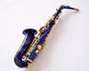 Japonia SUZUKI SR-475 F Alto Eb Saksofon E Płaski Blue Body Gold Lacquer Key Sax Marka Muzyka Instrument Saksofon z ustnikiem