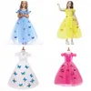 snowflake diamond butterfly dress fancy costumes for kids blue gown Halloween baby girl butterfly dress 5 Layers in stock