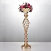 new style Gold Flower Vases Candle Holders Stand Wedding Decor Road Lead Table Centerpiece Rack Pillar Party Candlestick Candelabra best0071