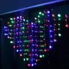 124 LED-lampor 2m * 1,5m Hjärtform Gardinljus Flash Julgransprydnad Fairy Wedding Light 8Color Vattentät LED Light Strip Lighting