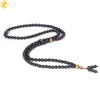 CSJA Obsidian Bracelet Long Black 6mm Round Natural Stone Multilayer Buddha Beads Bracelets Chinese Knot Reiki Prayer Jewelry Elas3469393