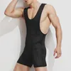 Mens Sexy Undershirt Breathable Mesh Bodysuit Jumpsuit Shaper tank tops Boxer Underwear Man Shorts One-piece Sleepwear