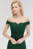 2018 New Dark Verde Verde Vestidos De Promoção Sereia Off Should Lace Appliqued Lycra Wedding Wedding Guest Dress Frete Grátis BM0065