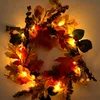 Decorazioni di Natale puntelli foglia ghirlanda autunno acero bacca ghirlanda porta anteriore decorazione della parete di casa appeso falso corona di fiori artificiali