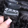 Brasilianische verworrene lockige Haarspange in Echthaarverlängerungen, natürliche Farbe, Remy-Haarspange, 100 g, 7 Stück/Lot