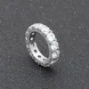 Rozmiar 6-12 Micro Pave Fashion Hip Hop Mężczyźni 1Row Pierścienie Miedź Biżuteria Złote Silver Circon Cyrkon Ring