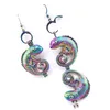 Z240 arc-en-ciel couleur mignon Bijou lézard perle Cage boucles d'oreilles crochets avec perles en plastique de 8mm cadeau de fille