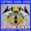 Ciało dla Yamaha YZF R6 S R 6S YZF600 YZFR6S 06 07 08 09 231HM.0 YZF-600 YZF R6S YZF-R6S 2006 2007 2009 2009 Wróżki Zielone płomienie czarne