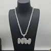 A-Z nom personnalisé 0-9 lettres colliers pendentif breloque pour or argent Rose couleur cubique Zircon Tennis chaîne Hip Hop bijoux cadeaux