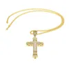 Collier avec pendentif croix glacée pour hommes, chaîne à maillons cubains en or, bijoux Hip Hop