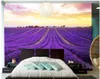 3D Papel De Parede Mural Decor Foto Pano de fundo Original roxo bonito campo de flores de lavanda fundo TV pintura de parede Mural Art for Living Ro