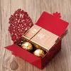 Bröllopsfavor Holder Presentlådor Laser Cut Red Chocolate Candy Box Big Size Hollow Paper Boxes 2 Storlekar för Välj1353972