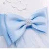 Glitz Aqua Blue Flower Girl Dresses Ball Suknia Dekolt Top Koronki Małe Dziewczyny Korowody Suknie Z Łukowymi Rękawami Kids Communion Suknie Tanie