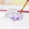 Nail Art Acrylic Crystal Glass Polsk Remover Dappen Dish Bowl Cup med Cap Flytande Glitter Pulver Kaviar Rund Gratis Ship 50pcs