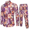 20 различных печатных стиль мужские цветочные 2 шт. Устанавливает цветочные рубашки + старинные брюки дышащие льняные хлопковые наборы пляж Bohemian MQ790