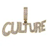 Men's Jewelry Hip Hop Bubble Letters CULTURE Pendant Necklace Rope Chain Gold Silver Color Iced Out CZ Necklace