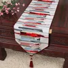33 x 230 cm Long Géométrie Chinoise Chemin De Table En Soie Mariage Fête De Noël Décoration De Table Tapis De Mode Damassé Nappe Rectangulaire