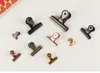 Clipes de fichário de cobre Clipes de esqueleto vintage Metal Eletroplating Bulldog Hinge Clips Glamps para mapas de mapas Tags6250705