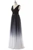 2021 Sexy Ombre Long Prom Klänningar Chiffon En Linje Plus Storlek Golvlängd Formell Kväll Party Bridesmaid Gown QC1228