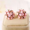 8 Colors Ceramics Flower Earring Fashion Female Rhinestone Flowers Ball Studs For Girls Fashion Women Jewelry Wholesale